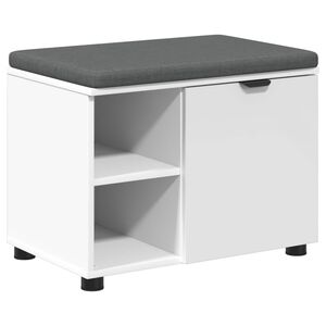 vidaXL Banco de Hall com almofada com porta Branco 60 x 38 x 46 cm