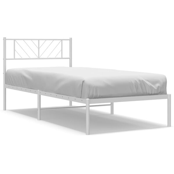 vidaXL Estrutura de cama com cabeceira 90x200 cm metal branco