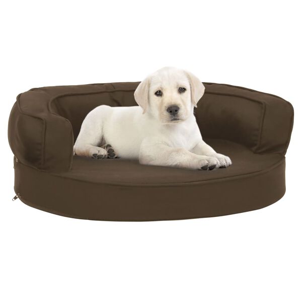 vidaXL Cama para c&atilde;es ergon&oacute;mica 60x42 cm aspeto linho castanho