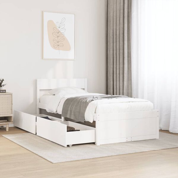 vidaXL Cama sem colchão 90x190 cm madeira de pinho maciça branco