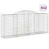 vidaXL Cestos gabi&atilde;o arqueados 12pcs 300x50x120/140 cm ferro galvaniz.