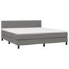 vidaXL Cama box spring c/ colch&atilde;o e LED 160x200 cm tecido cinza-escuro