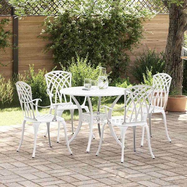vidaXL Conjunto de Jantar para Jardim 5 pcs Branco Alum&iacute;nio