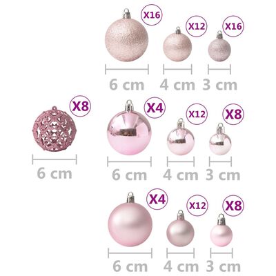 vidaXL Conjunto de bolas de natal 100 pcs rosa