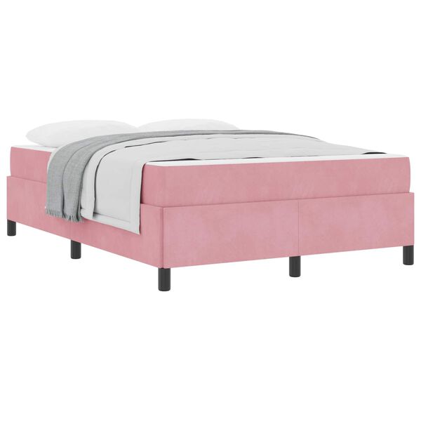 vidaXL Estrutura da Cama com colch&atilde;o Rosa 160 x 200 cm tecido