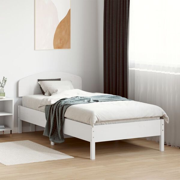 vidaXL Cama sem colch&atilde;o 75x190 cm madeira de pinho maci&ccedil;a branco