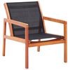 vidaXL Cadeira lounge de jardim eucalipto maci&ccedil;o e textilene preto