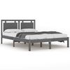 vidaXL Estrutura de cama casal 135x190 cm madeira maci&ccedil;a cinzento
