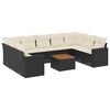 vidaXL 10 pcs conjunto sof&aacute;s de jardim c/ almofad&otilde;es vime PE preto