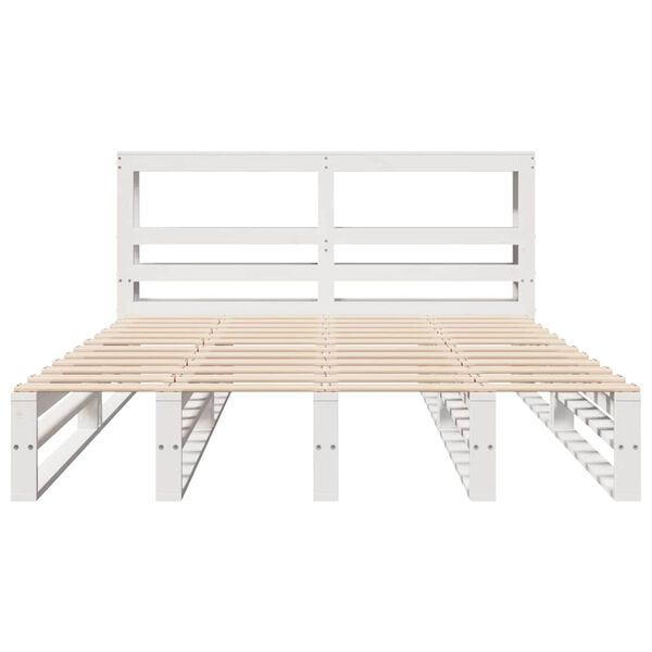 vidaXL Cama sem colch&atilde;o 140x190 cm madeira de pinho maci&ccedil;a branco