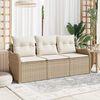 vidaXL Conjunto de Sof&aacute; de Jardim 3 pcs Bege Rattan Sint&eacute;tico