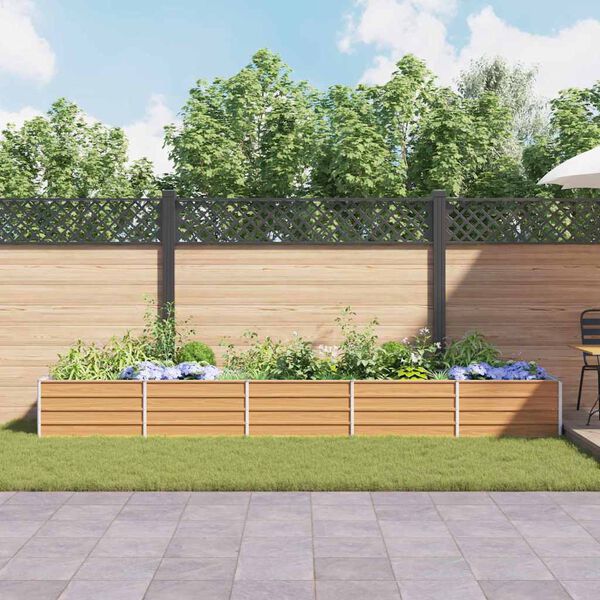 vidaXL Canteiro elevado de jardim 400x80x45cm aço galvanizado prateado
