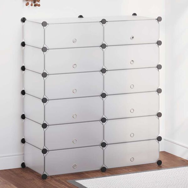 vidaXL Sapateira c/ 12 compartimentos de arruma&ccedil;&atilde;o interligados branco