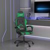 vidaXL Cadeira gaming giratória couro artificial preto e verde