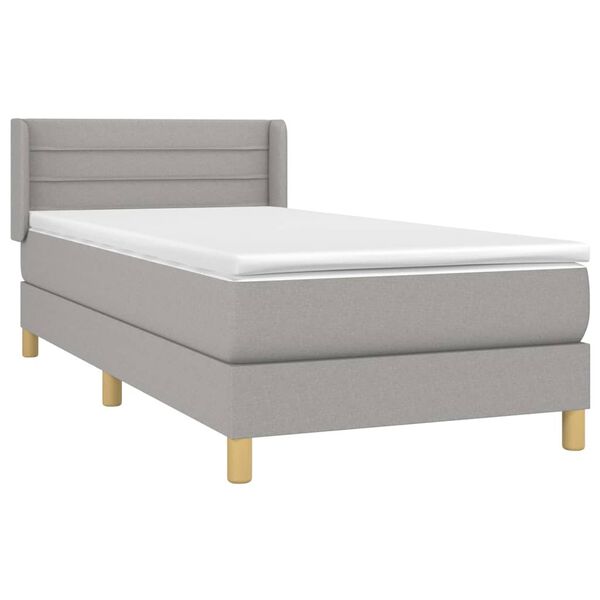 vidaXL Cama com molas/colch&atilde;o 90x190 cm tecido cinzento-claro