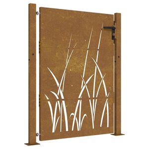 vidaXL Port&atilde;o de jardim 100x150 cm em a&ccedil;o corten com design de grama