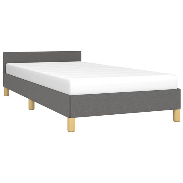 vidaXL Estrutura de cama sem colch&atilde;o 90x200 cm tecido cinzento-escuro