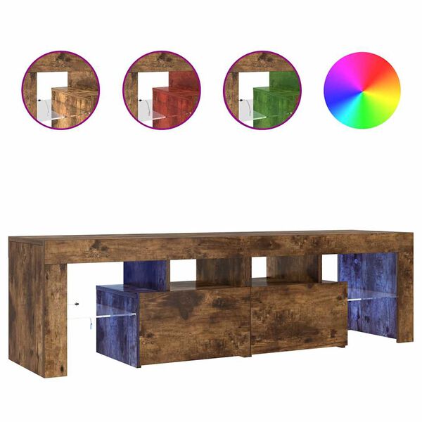 vidaXL M&oacute;vel de TV com luzes LED 140x36,5x40 cm carvalho fumado