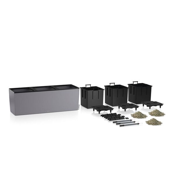 LECHUZA Floreira TRIO Stone 30 ALL-IN ONE pedra cinzento