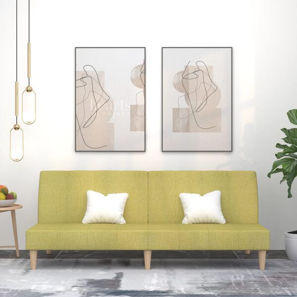 vidaXL Sof&aacute;-cama de 2 lugares tecido verde