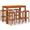 vidaXL 7 pcs Conjunto de bar para jardim madeira de ac&aacute;cia maci&ccedil;a