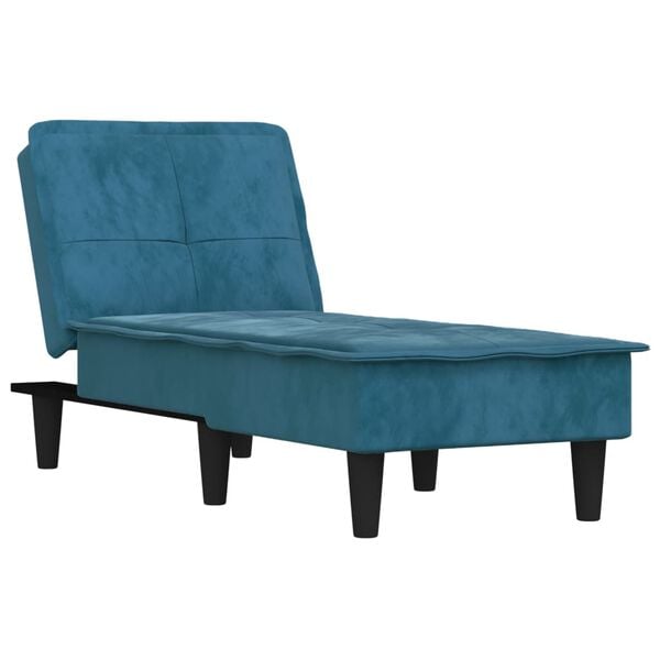 vidaXL Chaise longue veludo azul