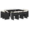 vidaXL 11 pcs conjunto de jantar p/ jardim c/ almofad&otilde;es vime PE preto