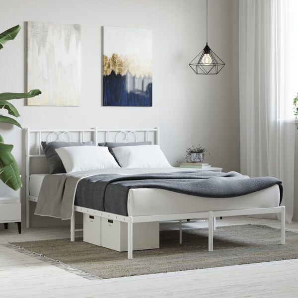 vidaXL Estrutura de cama com cabeceira 140x200 cm metal branco