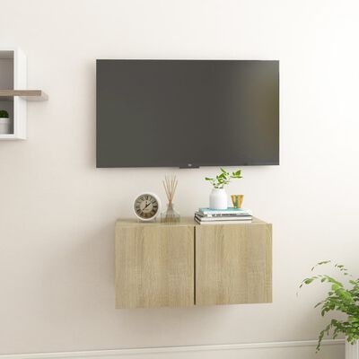 vidaXL Móvel de TV para parede 60x30x30 cm carvalho sonoma