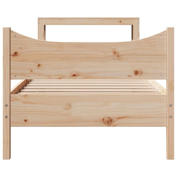 vidaXL Estrutura de cama com cabeceira 75x190 cm pinho maci&ccedil;o