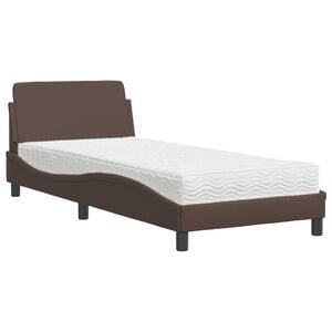 vidaXL Cama com colch&atilde;o Dover 80x200 cm couro artificial castanho