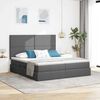 vidaXL Cama com luzes de tira LED Cinza Escuro 180 x 200 cm tecido