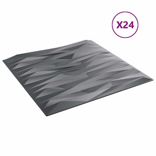 vidaXL Pain&eacute;is de parede 24 pcs Cinza Pedregoso 50 x 50 cm Espuma XPS