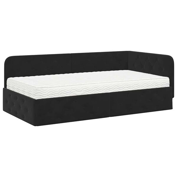 vidaXL Estrutura de Cama de Canto Preto 100 x 200 cm Veludo