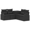 vidaXL Conjunto de Sof&aacute;s 5 unid. Preto Rattan Poli&eacute;ster e A&ccedil;o
