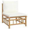 vidaXL 6 pcs conjunto lounge de jardim bambu c/ almofadões branco nata