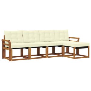 vidaXL Conjunto de Sof&aacute;s para Exterior 5 unid. Natural e Creme