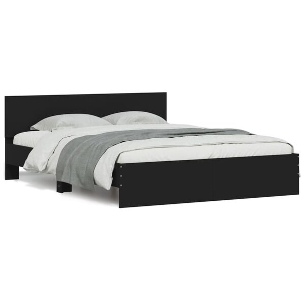 vidaXL Estrutura de cama com cabeceira 140x200 cm preto