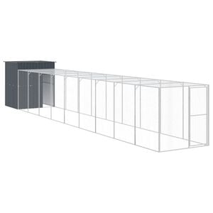 vidaXL Galinheiro com anexo 165x1067x181 cm aço galvanizado antracite