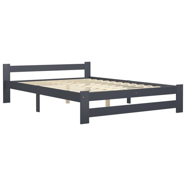 vidaXL Estrutura cama c/ 2 gavetas 140x200cm pinho maciço cinza-escuro