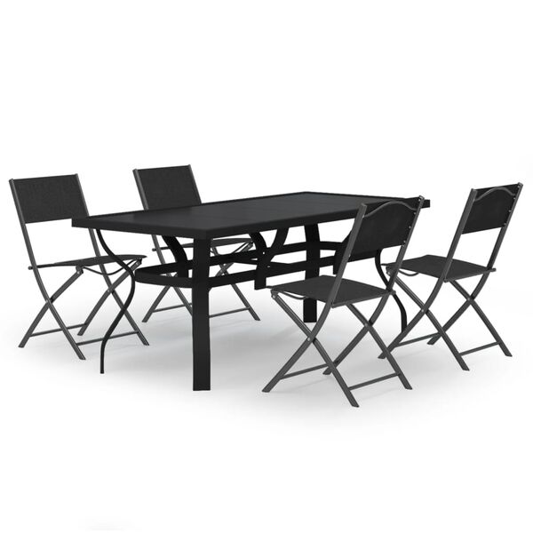 vidaXL 5 pcs conjunto de jantar para jardim cinzento e preto