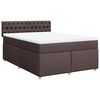 vidaXL Cama com molas/colch&atilde;o 160x200 cm tecido castanho-escuro