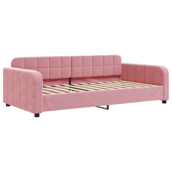vidaXL Sof&aacute;-cama com gavet&atilde;o e gavetas 100x200 cm veludo rosa