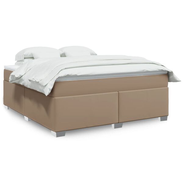 vidaXL Cama com molas/colch&atilde;o 180x200 cm couro artificial cappuccino