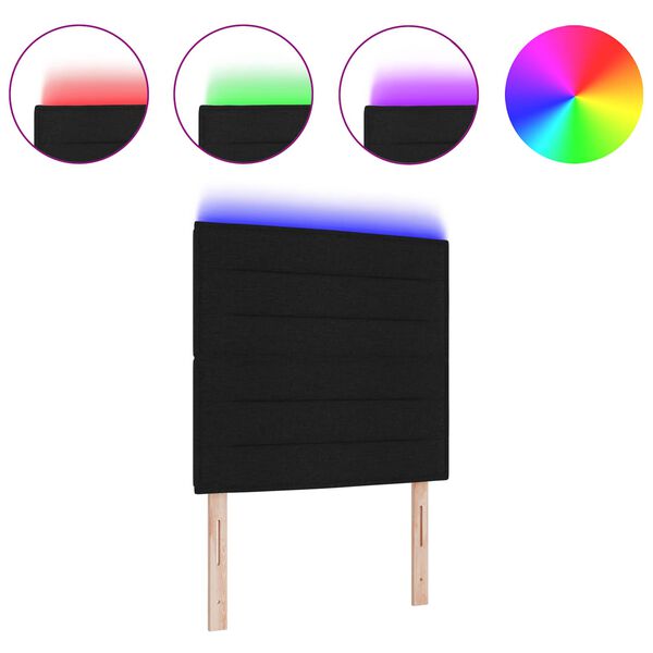 vidaXL Cabeceira LED com luzes de tira LED Preto 100 cm Poli&eacute;ster