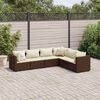 vidaXL 6 pcs conj. lounge jardim c/ almofadões 6 pcs vime PE castanho