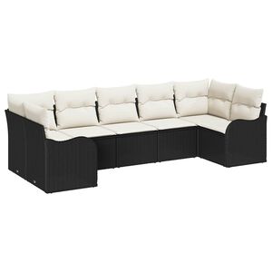 vidaXL Conjunto de Sof&aacute; de Jardim 7 unid. Preto e branco