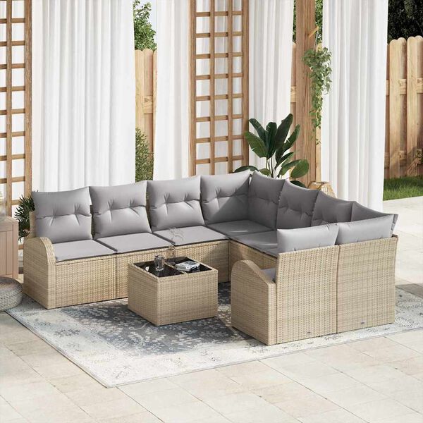 vidaXL Conjunto de Sof&aacute; de Jardim Bege 55 x 55 x 37 cm vime PE