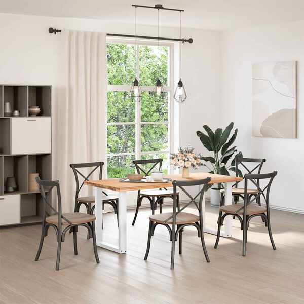 vidaXL P&eacute;s de mesa de jantar em forma de U, 2 pe&ccedil;as, branco, 70 x (72-73) cm, a&ccedil;o