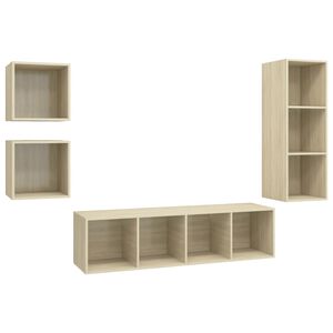 vidaXL 4 pcs conjunto m&oacute;veis de TV derivados madeira carvalho sonoma